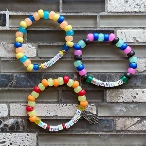 3 Kandi Bracelets PLUR - SHINE Bundle - Festival Rave Friendship - handmade w ❤️